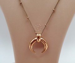 VTG 925 Vermeil Crescent Horn Pendant Necklace 22in Sterling Silver Bead Chain