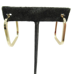 Gold Tone Hoop Square Shape Vintage Pierced Earrings