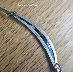 Modernist Albalone & Resin Metal Necklace Vintage 1980s Alpaca Alloy
