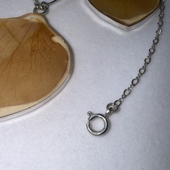 Vtg.Sign 925 Sterling Silver & Dried Petals In Resin Chain Necklace-19” Exc.