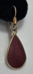 Laurel Burch Burgundy Enamel Teardrop Dangle Pierced Gold Tone Earrings Vintage
