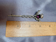 Estate 1950’s WB Simulated Amethyst Scottish Thistle Sterling Silver Brooch