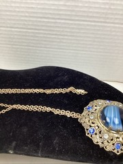 Vintage MCM Domed Necklace Blue Marbled Amazing Necklace – Germany