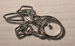 Vintage Lady Remington Modernist Rhinestone Lady With Hat Silver Tone Brooch Pin