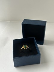 Vintage Green Cubic Zirconia Ring Gold Plated Womens Size 7.5
