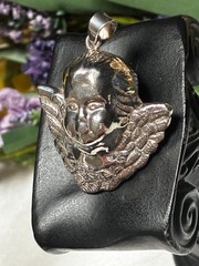 Vintage Fine 925 Sterling Silver 3D Puffy Angel Cherub Head Pendant