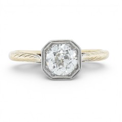 Antique Art Deco 14k Yellow Gold Old Mine Diamond Engagement Ring 0.80ct I-J SI1