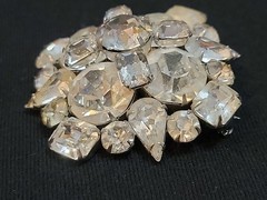 Gorgeous Vintage Aurora Borealis Rhinestone Brooch Pin Jewelry 40’s 50’s Square