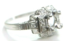 Antique Art Deco Setting Mounting Platinum Hold 4.5-5MM Ring Size 5 UK-J1/2