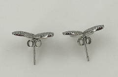 Vintage Butterfly Sparkle Rhinestone Silver Tone Stud Earrings