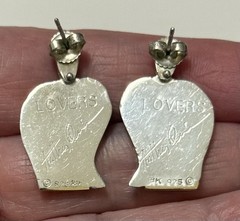 1990s Anthony Quinn LOVERS 925 Sterling Silver & 18K Yellow Gold Dangle Earrings