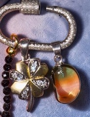 OOAK Diamond Watermelon Tourmaline Crystal Clover Vintage Pendant Charm Necklace