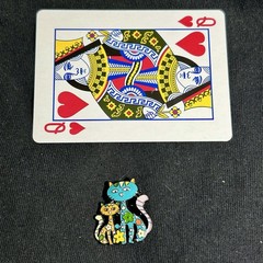 2 Patterned Cats Covered In Multi Colored Flowers, Metal, Alloy, Pin, Brooch.