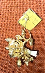 Vintage MINT Swoboda Bird On Nest Brooch W/Eggs Turquoise and Pearls Pin NOS Tag