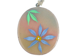 Vtg Artisan Copper Enamel Floral Pendant 70s Boho Chic Hippy Abstract by LAURA