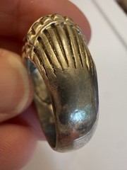 Sterling Silver Domed Ring Statement Ribbed Cocktail Band