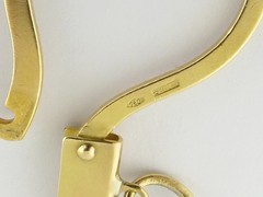Vintage Italian 18K Yellow Gold Carabiner Clip Charm Holder Pendant