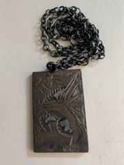 Vgt 1977 Sterling Silver Chinese Dragon Queen Elizabeth II Jubilee Ingot Pendant