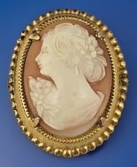 Vintage Gold Filled Shell Cameo Brooch – Carved Lady Portrait Pin