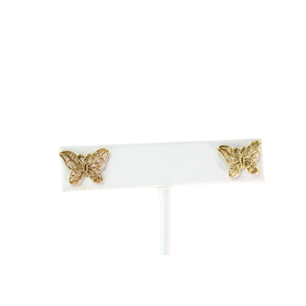 Goldtone Butterfly Earrings Pierced Gold Tone Delicate Vintage 88977