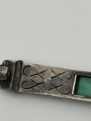 Vintage Art Deco 935 Sterling Silver Marcasite Enamel Amazonite Brooch