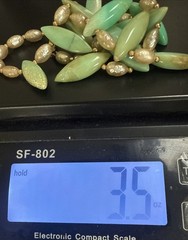 Heavy Vintage Unique Large Green Marquise Shape Opals & Faux Pearl Push in Clasp