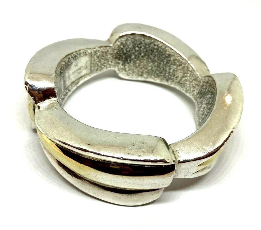 YAACOV HELLER STERLING SILVER VERMEIL ARTFORM BANGLE BRACELET 74 grams