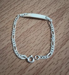 Vtg 925 Italy Sterling Silver 2.5mm Figaro Child Children’s ID Band 6″ Bracelet