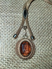 Vintage 70s SARAH COVENTRY Wild Honey Amber Rhinestone Rope Chain Necklace