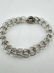 Vintage Sterling Silver Charm Bracelet 10mm Wide Unique Etched Link Starter 925