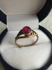 Rings silver 875 red tourmaline lab Russian Soviet Silver vintage USSR old