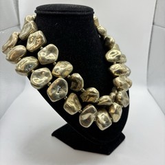 Vtg Chico’s Necklace Faux Gold Nuggets 38” Long Chunky Heavy