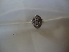 VTG PINK TOPAZ AMETHYST CITRINE W/ MARCASITE RING STERLING SILVER 925 SZ 6.5