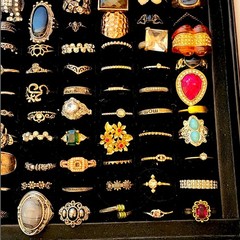 Lot of 90 Fashion Rings Mixed Sizes Statement Cocktail Rhinestone Reseller