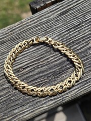 Vintage Gold Tone Stacker Bracelet Fold Over Clasp Chain Well Made