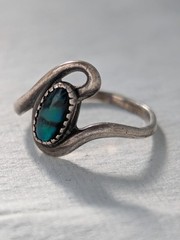 VTG Sterling Silver Navajo WM Wheeler Co. Bezel Abalone Inlay Cabochon Ring S4