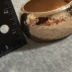 Vintage Bracelet Hammered Metal Copper Rose Gold Wide Hinged Boho Bangle
