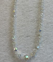 Vintage AB Aurora Borealis Faceted Glass Bead Necklace 34″