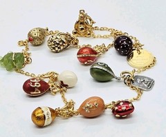 Joan Rivers Red Cross Heart Elephant Swan Basket Connect Necklace 14 Charms