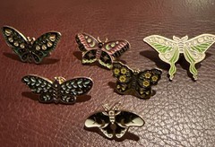 Lot Of 6 Vintage Metal With Enamel Butterfly Brooches In Various Colors
