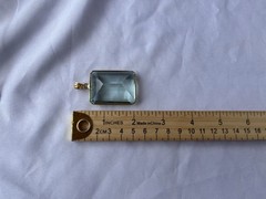 Vtg Faux Aqua Marine Glass Extra Large Pendant