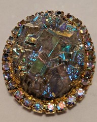 Vintage Juliana D&E Aurora Borealis Geode Brooch & Clip Earrings Set – Stunning!