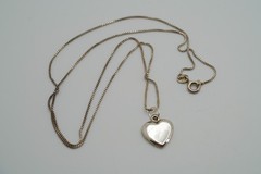 Vintage Sterling Silver Heart Pendant 1.7cm Necklace 22″ JB39