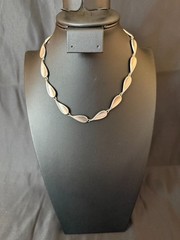 UnoAerre Sterling Modernist Petal Link Choker Necklace 925 Italy 15 in 23.48 gm