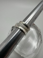 Vintage Sterling Silver Amethyst Chain Ring Size 5 JB23
