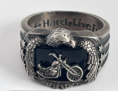 Harley Davidson BGE Sterling Silver “Ride Hard Live Free” Ring | Size 14, 22g