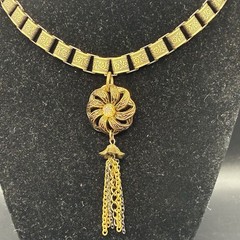 Vintage Faux Opal Charm On New Victorian Book Chain Necklace,Antique Finish OOAK