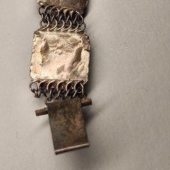Vintage Swiss Enamel Asian Cities Bracelet – Filigree Silver Metal 7″ Antique