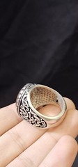 Sassanian Intaglio Carnelian Ring – Silver Plated Vintage stone Ring Size 8.5 US