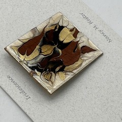Nancy M Hester Iridescence Artisan Modern Art Brooch Ladies Pin Brown Gold Tones